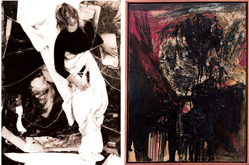 Left: Marta Minujin, Documentary Video, 1963, © Marta Minujín Archives, Marta Minujín Archives-Buenos Aires, Museum für Moderne Kunst Frankfurt am Main Archive. Right: Luis Felipe Noé, Imagen agónica de Dorrego, 1961, © Private Collection, Photo: Gustavo Sosa Pinilla, Museum für Moderne Kunst Frankfurt am Main Archive