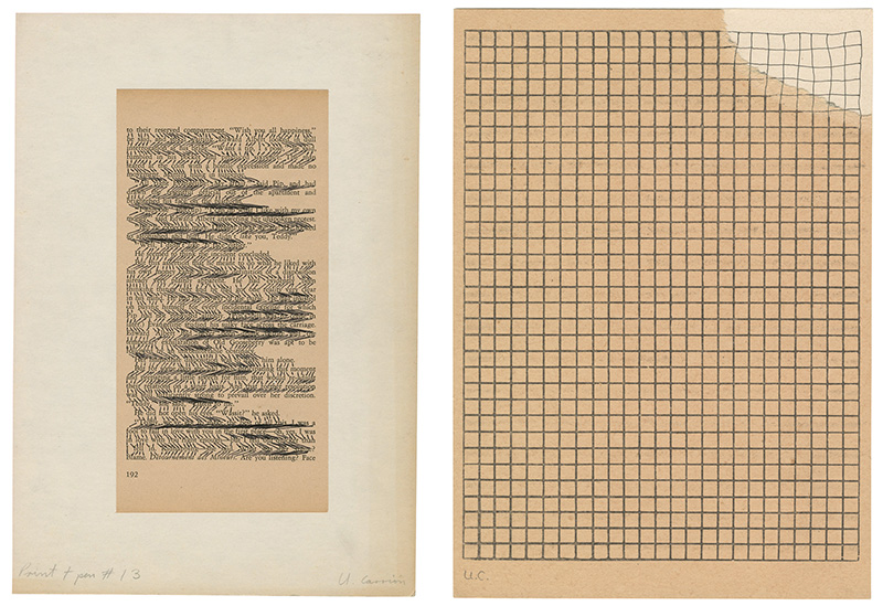 Left: Ulises Carrión, Sin titulo (Margins), not dated, ca. 1972, © Archivo Lafuente, Museum für Moderne Kunst Frankfurt am Main Archive. Right: Ulises Carrión, Sin titulo (Print + pen # 13), not dated, ca. 1972, © Archivo Lafuente, Museum für Moderne Kunst Frankfurt am Main Archive
