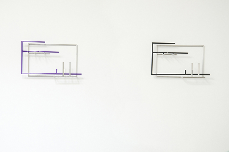 Waltercio Caldas, Step by step, 2013, Enamel on stainless steel, 40 x 220 x 20 cm / 40 x 60 x 20 each, Photo: courtesy C. Grimes, Courtesy Galerie Xippas and Galeria Raquel Arnaud