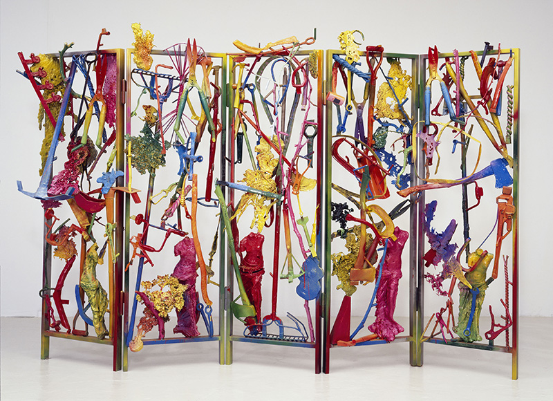 Jim Dine, The Garden of Eden, 2003, Steel frame with painted bronze elements, 203 x 280 x 61 cm, Collection Centre Pompidou, Musée national d’art modern, Photo © Jim Dine Studio, © Adagp, Paris 2017