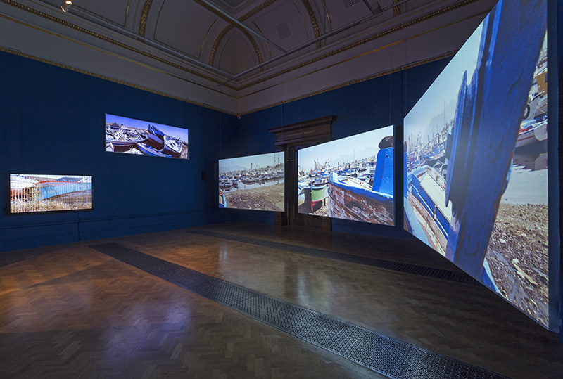 Isaac Julien Western Union: Small Boats, 2007 Five-screen projection, 16mm film transferred to digital, colour, 5.1 surround sound, 18’22’’ © 2017 The Royal Academy of Arts, Photo: Marcus Leith