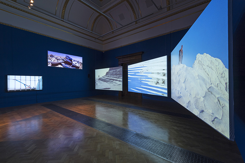 Isaac Julien Western Union: Small Boats, 2007 Five-screen projection, 16mm film transferred to digital, colour, 5.1 surround sound, 18’22’’ © 2017 The Royal Academy of Arts, Photo: Marcus Leith