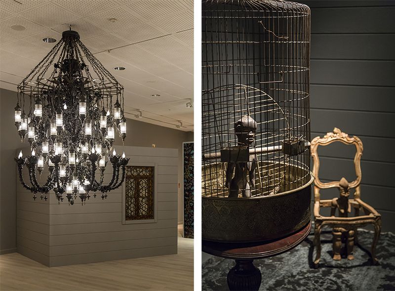 L&R: Installation view of Fred Wilson’s work for the 15th Istanbul Biennale, 16/9-12/1117, Pera Museum-Istanbul, Turkey, © Fred Wilson, Courtesy Pace Gallery