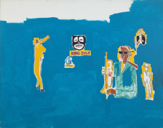 Jean-Michel Basquiat, King Zulu, 1986, Acrylic, wax and felt-tip pen on canvas, MACBA Collection, Government of Catalonia long-term loan, Formerly Salvador Riera Collection, © VG Bild-Kunst-Bonn, 2018 & The Estate of Jean-Michel Basquiat, Licensed by Artestar-New York, Photo: Gasull Fotografia
