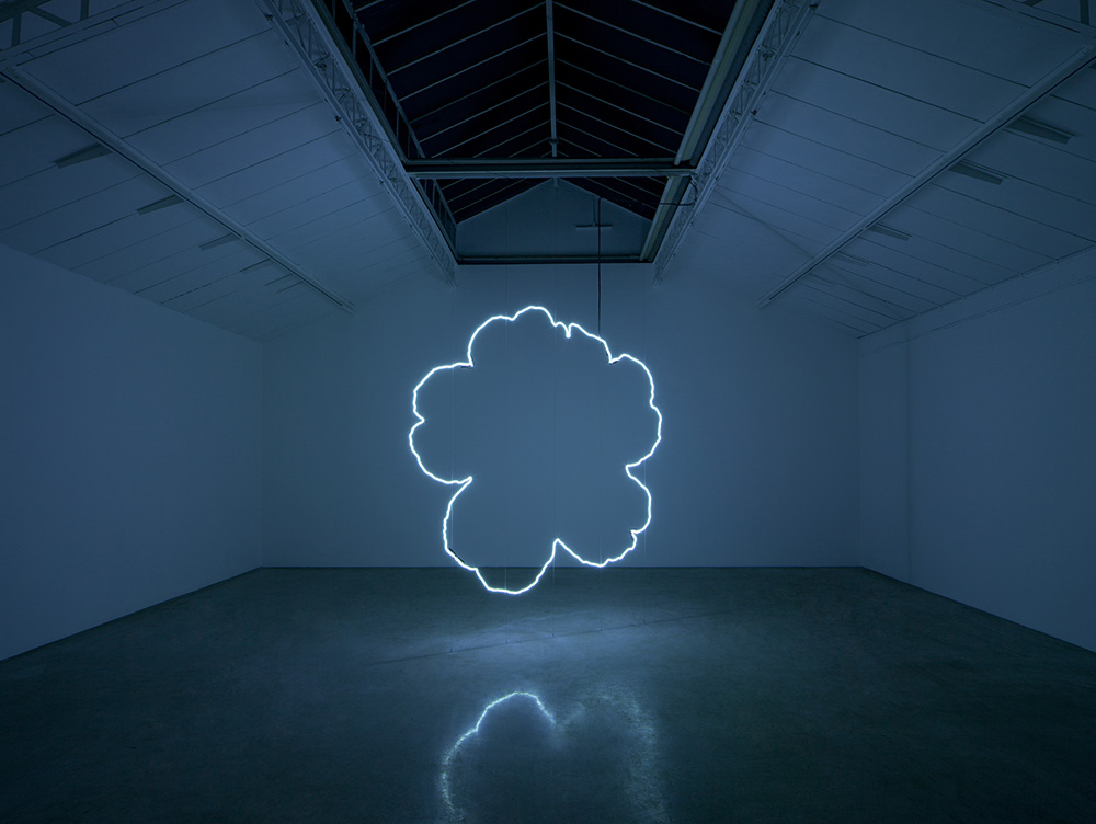 View of the exhibition ̏Aube bleuȅ, with Catherine Deneuve’s participation, kamel mennour (6 rue du Pont de Lodi), Paris, 2018, © ADAGP Claude Lévêque, Photo : archives kamel mennour, Courtesy the artist and kamel mennour-Paris/London