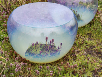 John Hogan, Iris Side Table, 2018, Blown Glass, 25 x 25 x 14, Courtesy of: The Future Perfect