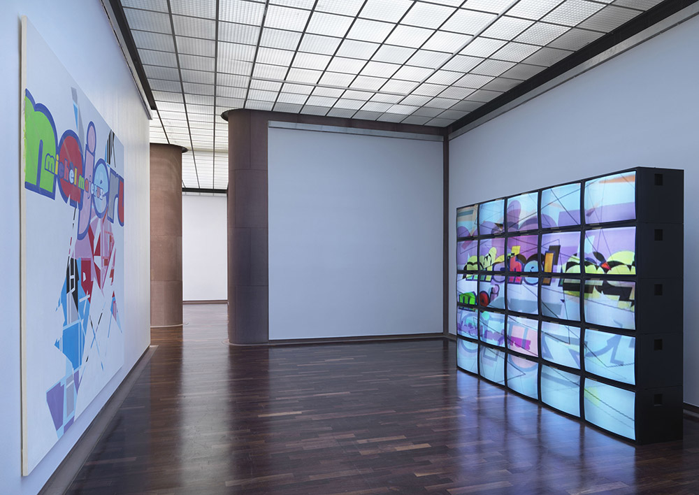 Michel Majerus, Exhibition view Kunsthalle Bielefeld, 2018, © Michel Majerus Estate, Photo: Jens Ziehe, Courtesy neugerriemschneider-Berlin and Matthew Marks Gallery