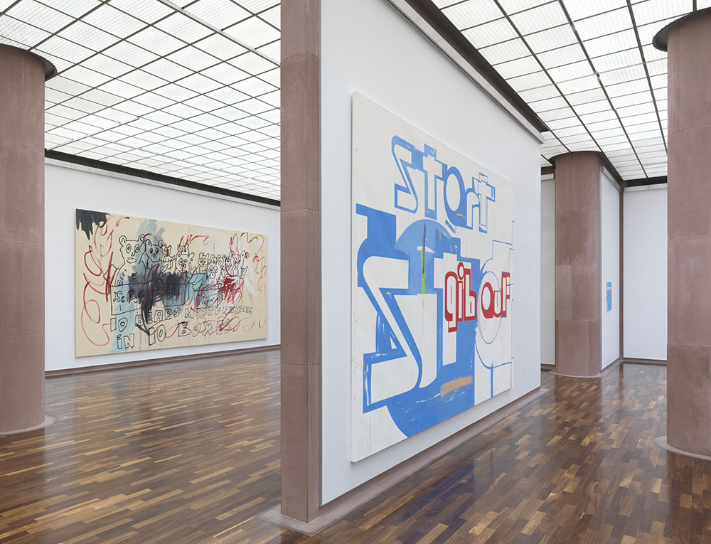 Michel Majerus, Exhibition view Kunsthalle Bielefeld, 2018, © Michel Majerus Estate, Photo: Jens Ziehe, Courtesy neugerriemschneider-Berlin and Matthew Marks Gallery