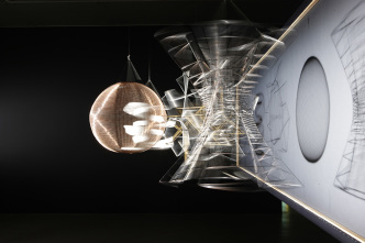Olafur Eliasson, Life is lived along lines, 2009, Stainless steel, brass, copper, motors, projection foil, wood, HMI lamp, Dimensions variable, Unique, Installation view at 21st Century Museum of Contemporary Art, Kanazawa, Japan, 2009, Photo: Studio Olafur Eliasson, Courtesy of the artist; neugerriemschneider, Berlin; Tanya Bonakdar Gallery, New York, © 2009 Olafur Eliasson
