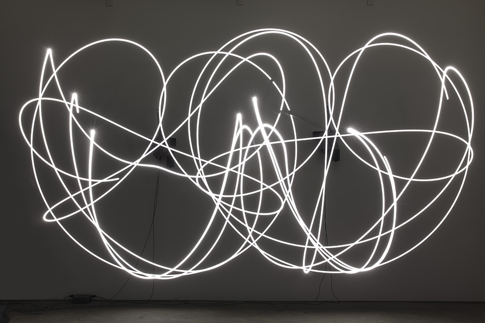 Olafur Eliasson, Your unpredictable sameness, 2014, Aluminium, LED lights, motors, control units, Dimensions variable, Unique, Installation view at Studio Olafur Eliasson, 2016, Photo: María del Pilar García Ayensa / Studio Olafur Eliasson, Courtesy of the artist; neugerriemschneider, Berlin; Tanya Bonakdar Gallery, New York, © 2014 Olafur Eliasson