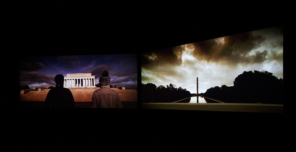 John Akomfrah, Transfigured Night, 2013 (installation view), Two-channel HD video installation, 5.1 sound, color, 26:31 min, © Smoking Dogs Films, Courtesy Lisson Gallery