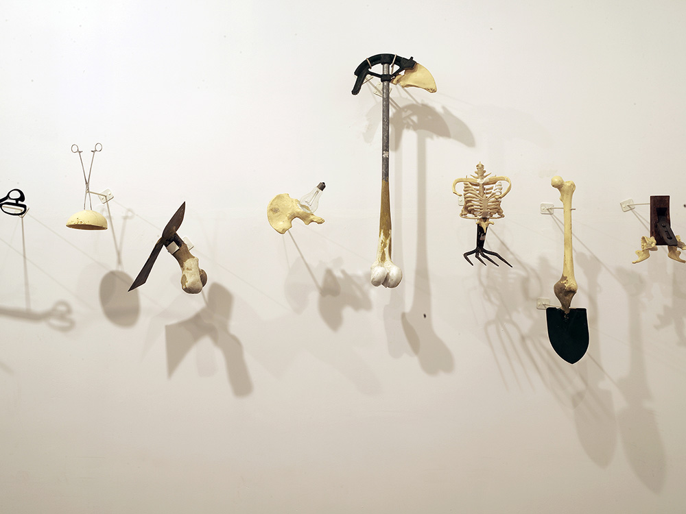 Lin Tianmiao, Loss and Gain (Detail), 2014, Polyurea resin, found objects, stainless steel bracket, Dimensions variable, Installation view at Rockbund Art Museum-Shanghai, © Lin Tianmiao, Courtesy Rockbund Art Museum-Shanghai