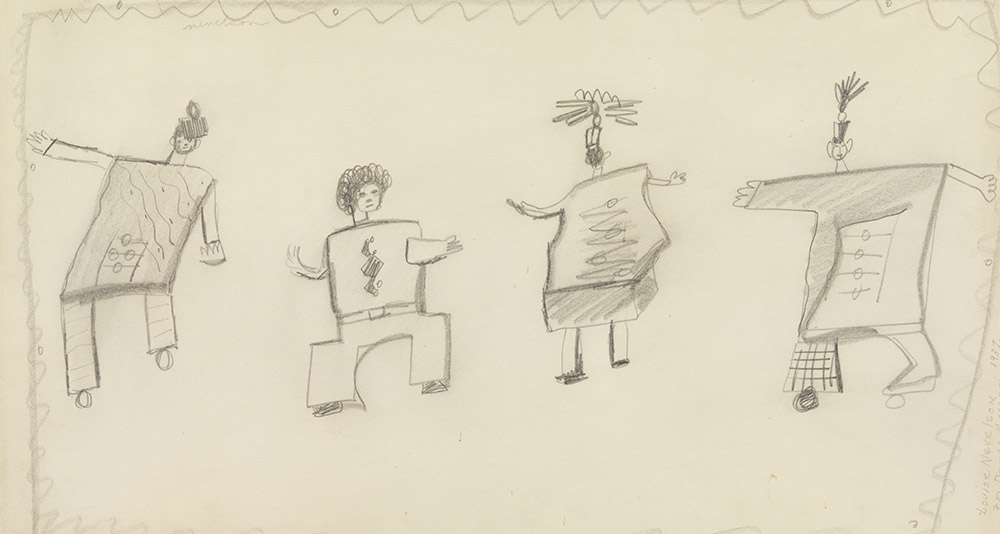 Louise Nevelson, For Dance Design, 1937. Graphite pencil on paper, 23.5 × 43.8 cm, Whitney Museum of American Art-New York; gift of the artist 69.232, © 2018 Estate of Louise Nevelson/Artists Rights Society (ARS)-New York