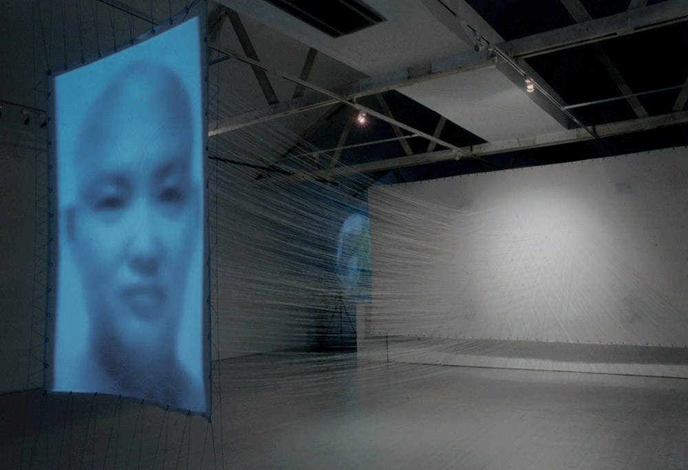 Lin Tianmiao, High!!!, 1999-2018, Cotton thread, projection, speakers, amplifier, 1060 × 475 × 300 cm, Installation view at Rockbund Art Museum-Shanghai, © Lin Tianmiao, Courtesy Rockbund Art Museum-Shanghai
