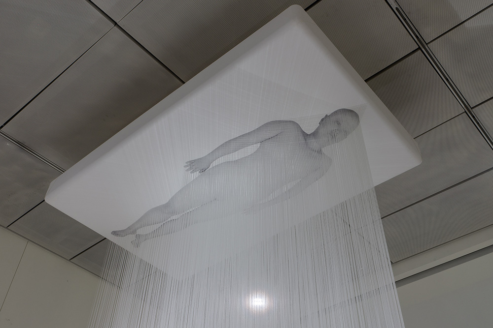 Lin Tianmiao, Day-Dreamer, 1999, Cotton thread, white fabric, digital photograph, 200 × 120 × 380 cm, Installation view at Rockbund Art Museum-Shanghai, © Lin Tianmiao, Courtesy Rockbund Art Museum-Shanghai