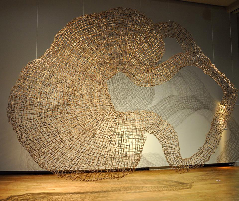 Sopheap Pich, Delta, 2007, Rattan, wire, 478 x 341 x 70 cm, Courtesy the artist