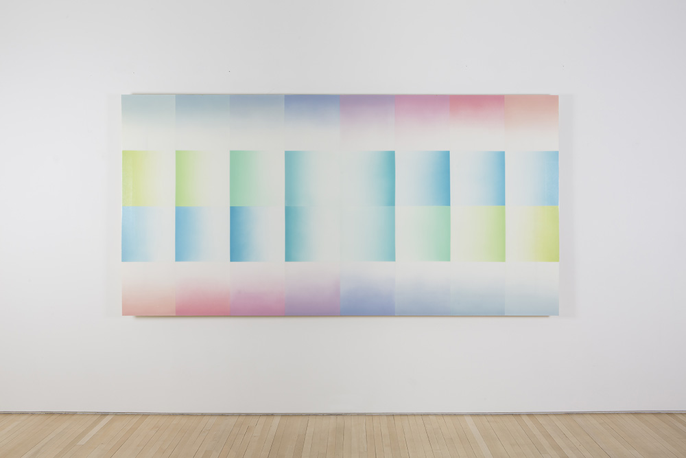 Judy Chicago, Evening Fan from Fresno Fans series, 1971, Acrylic lacquer sprayed on acrylic, 152,4 x 304,8 cm, Courtesy the artist and Salon 94 Gallery-New York
