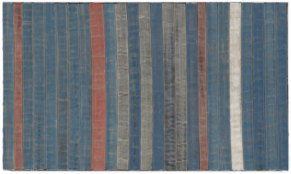 Theaster Gates, Minority Majority, 2012, Decommissioned fire hoses and vinyl on plywood, 167.6 x 283.2 x 9.5 cm, Whitney Museum of American Art, New York; gift of Barbara and Michael Gamson 2016.262, © Theaster Gates, Photo: © White Cube (Ben Westoby)