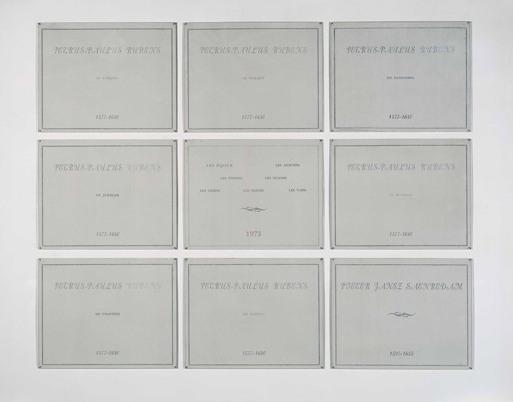 Marcel Broodthaers, Petrus-Paulus Rubens, 1973, Typographic print on canvas, S.M.A.K. Collection since 1974