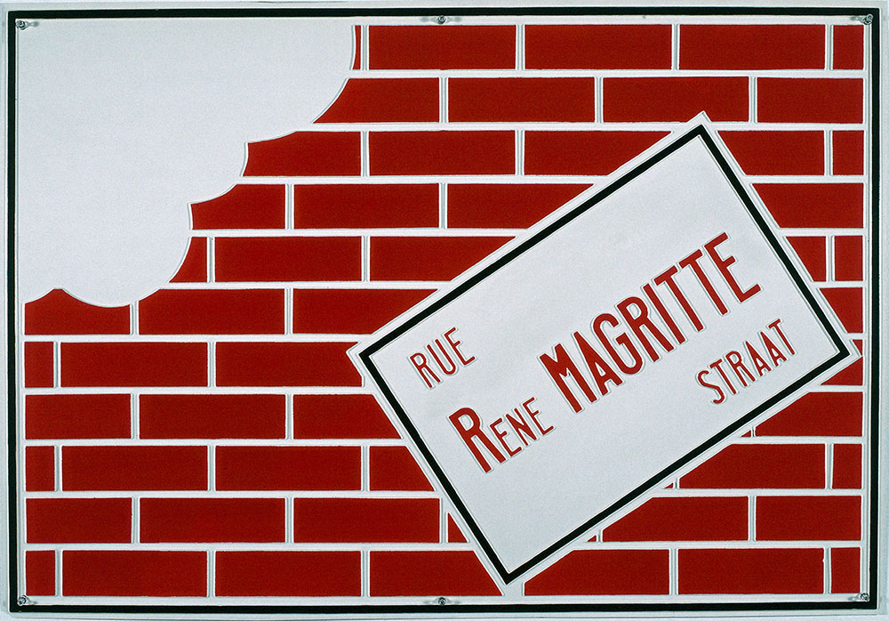 Marcel Broodthaers, Rue René Magritte Straat, 1969, Plastic plate in relief (ed. 5/7), Private Collection