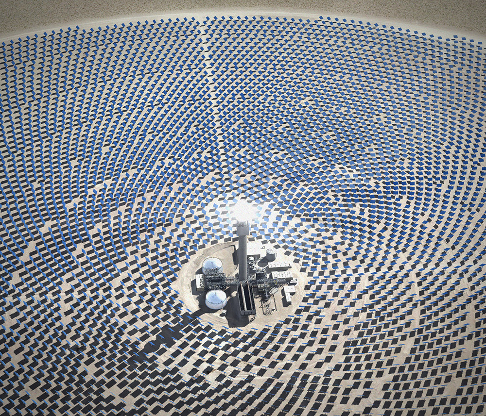 John Gerrard, Solar Reserve (Tonopah, Nevada) [Still[, 2014, Los Angeles County Museum of Art, purchased with funds provided by Leonardo DiCaprio, © John Gerrard, Photo courtesy of Simon Preston Gallery-New York and Thomas Dane Gallery-London