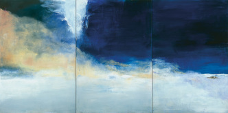 Zao Wou-Ki, Le vent pousse la mer, 2004, Oil on canvas, 194,5 x 390 cm, Private Collection, Photo: Dennis Bouchard, © Zao Wou-Ki © ADAGP-Paris 2018, Courtesy Musée d’Art Moderne de la Ville de Paris