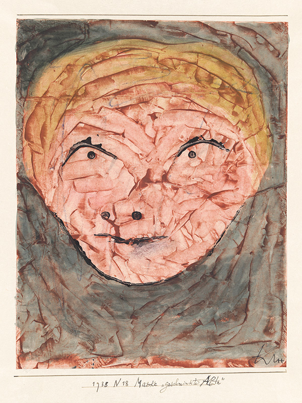 Paul Klee, Mask «painted old woman», 1938, Paste color and watercolor on paper on cardboard, 26.8 x 21 cm, Center Paul Klee, Bern, Donation Livia Klee