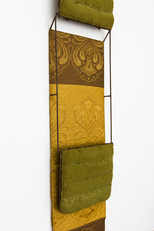 Bronwyn Katz, Stokkies (Detail, 2017, Steel, foam and salvaged mattress fabric, 250 x 55 x 10 cm, © Bronwyn Katz, Courtesy the artist and Palais de Tokyo