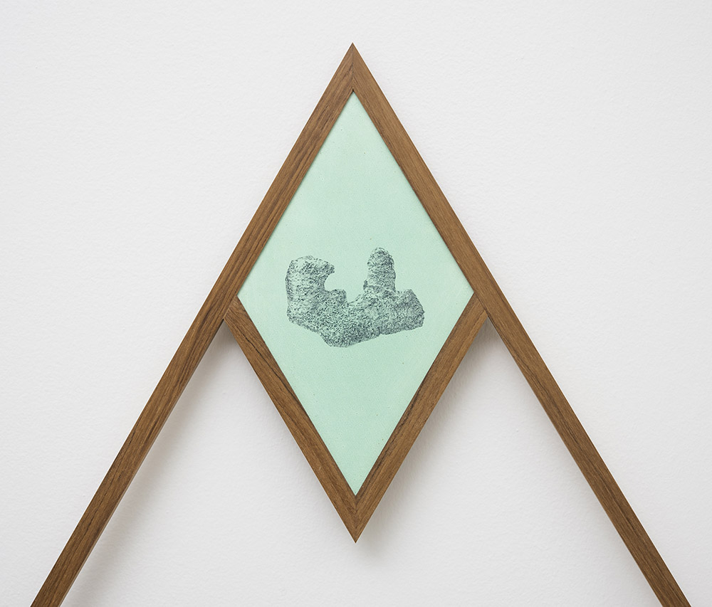 Gary Colclough, Three Peaks (detail), 2017, Oil paint, birch plywood panel, teak, Dimensions variable, Photo: Louca Studios, Courtesy the artist