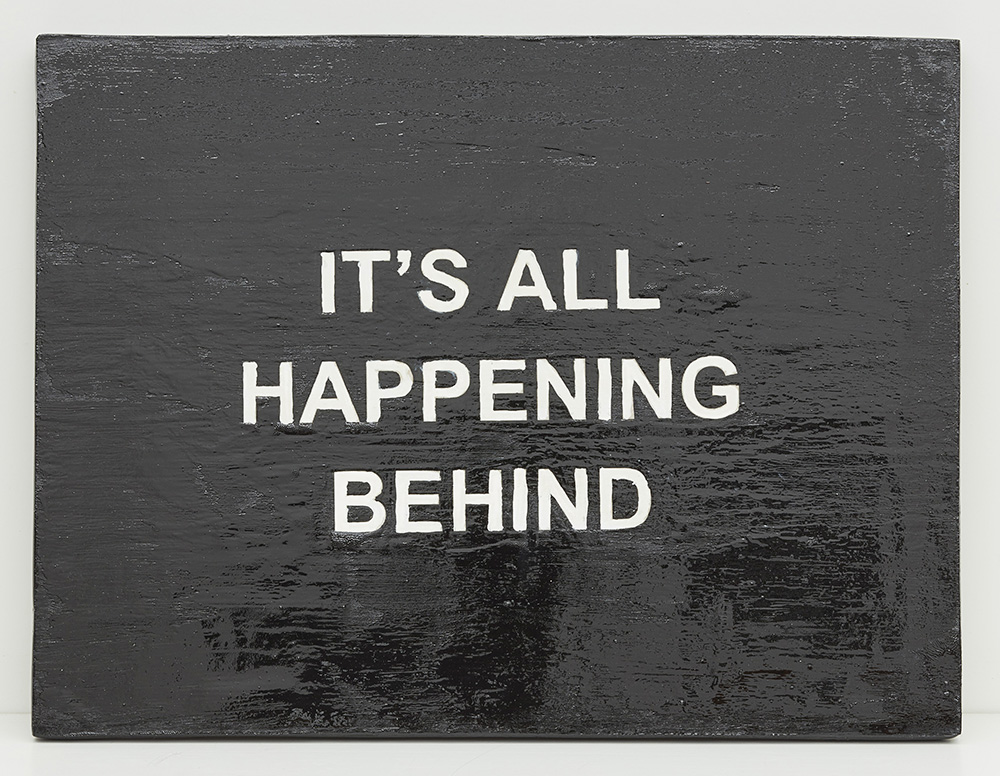 Laure Prouvost, It’s All Happening Behind, 2015, Oil and varnish on wood panel, Courtesy of the artist and Nathalie Obadia (Paris/Brussels), carlier|gebauer (Berlin), Lisson Gallery (London/New York)