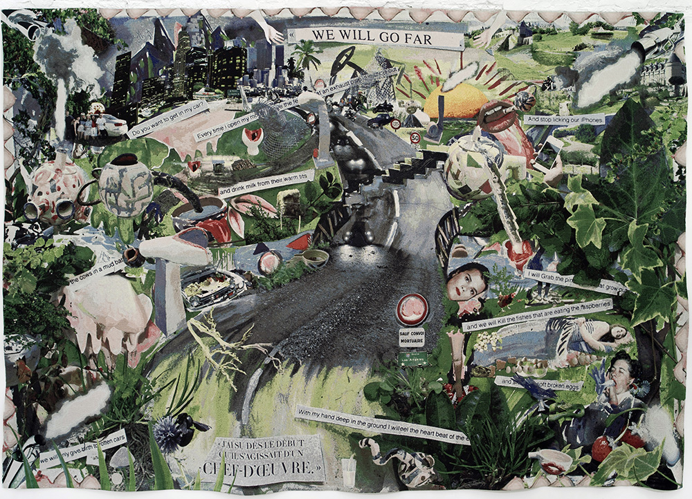 Laure Prouvost, The Smoking Image, 2015, Tapestry, 290 x 424 cm, Courtesy of the artist and Nathalie Obadia (Paris / Brussels), carlier | gebauer (Berlin), Lisson Gallery (London / New York)