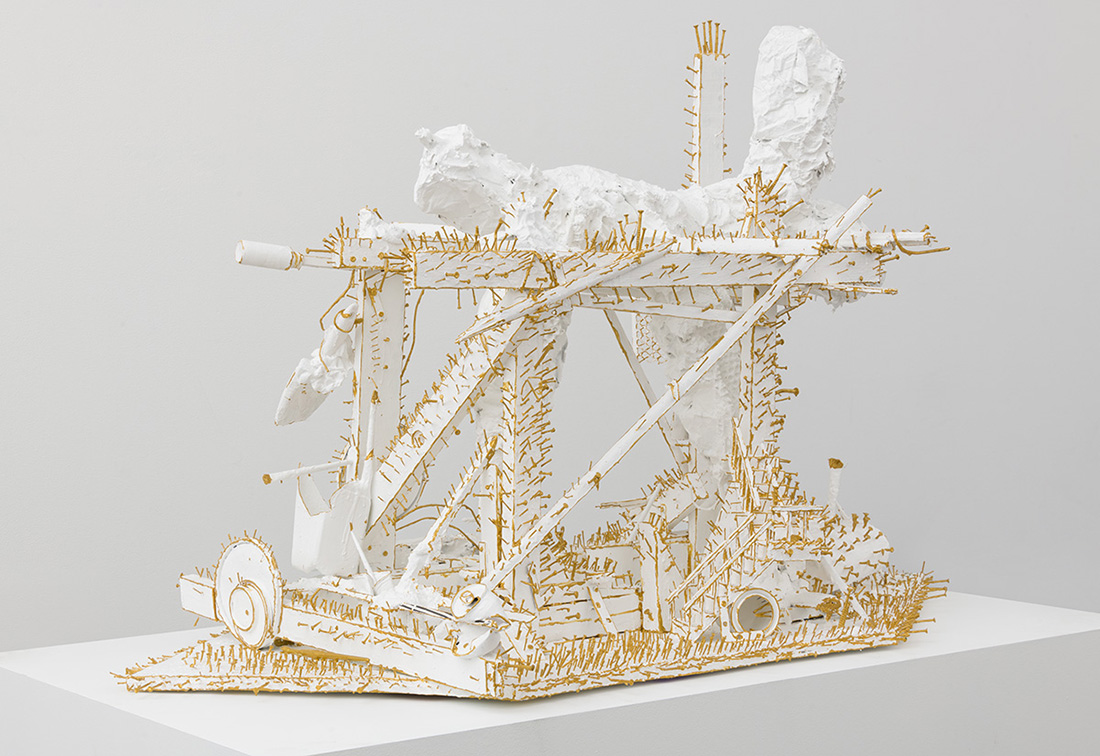 Paul Pascal Thériault, Egyptian Sculpture, 2018, Cast cement, acrylic, wire, wood, nails, screws, and found objects, 93.3 x 144.8 x 92.7 cm, © Paul Pascal Thériault, Courtesy the artist and David Kordansky Gallery