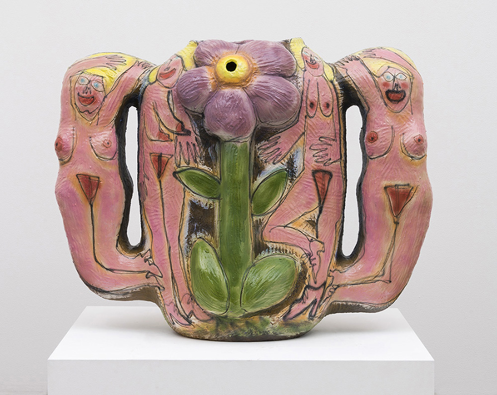 Ruby Neri, Untitled (Dancing Women), 2018, ceramic with glaze, 87.6 x 106.7 x 53.3 cm, © Ruby Neri, Courtesy the artist and David Kordansky Gallery