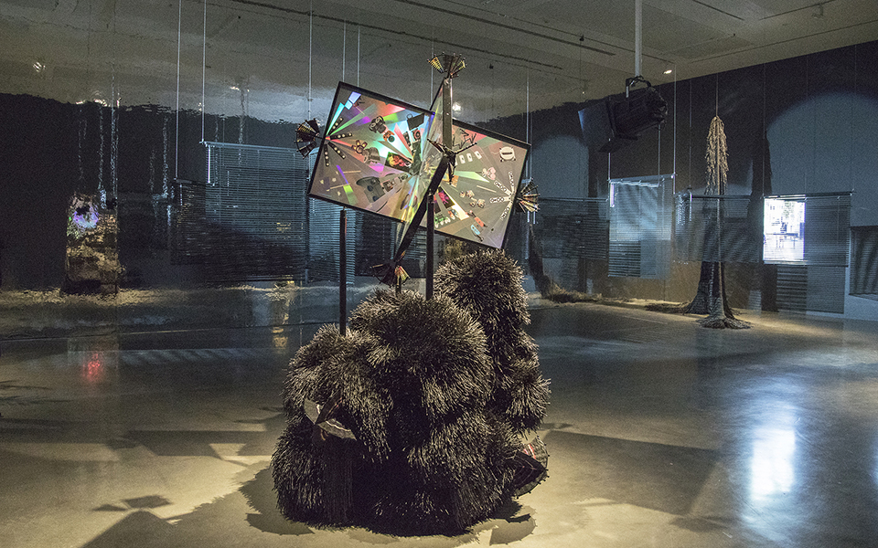 Haegue Yang, Installation view: 21st Biennale of Sydney: 'SUPERPOSITION: Equilibrium & Engagement', Museum of Contemporary Art Australia, Sydney, 2018. In view: 'The Intermediates' and 'Lethal Love'. Photo: Studio Haegue Yang.