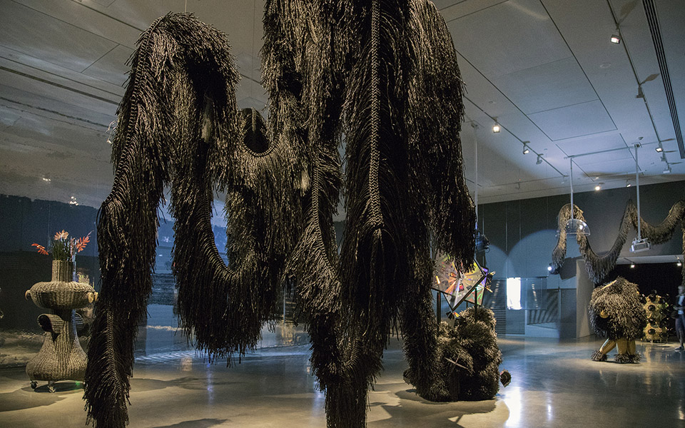 Haegue Yang, Installation view: 21st Biennale of Sydney: 'SUPERPOSITION: Equilibrium & Engagement', Museum of Contemporary Art Australia, Sydney, 2018. In view: 'The Intermediates' and 'Lethal Love'. Photo: Studio Haegue Yang.