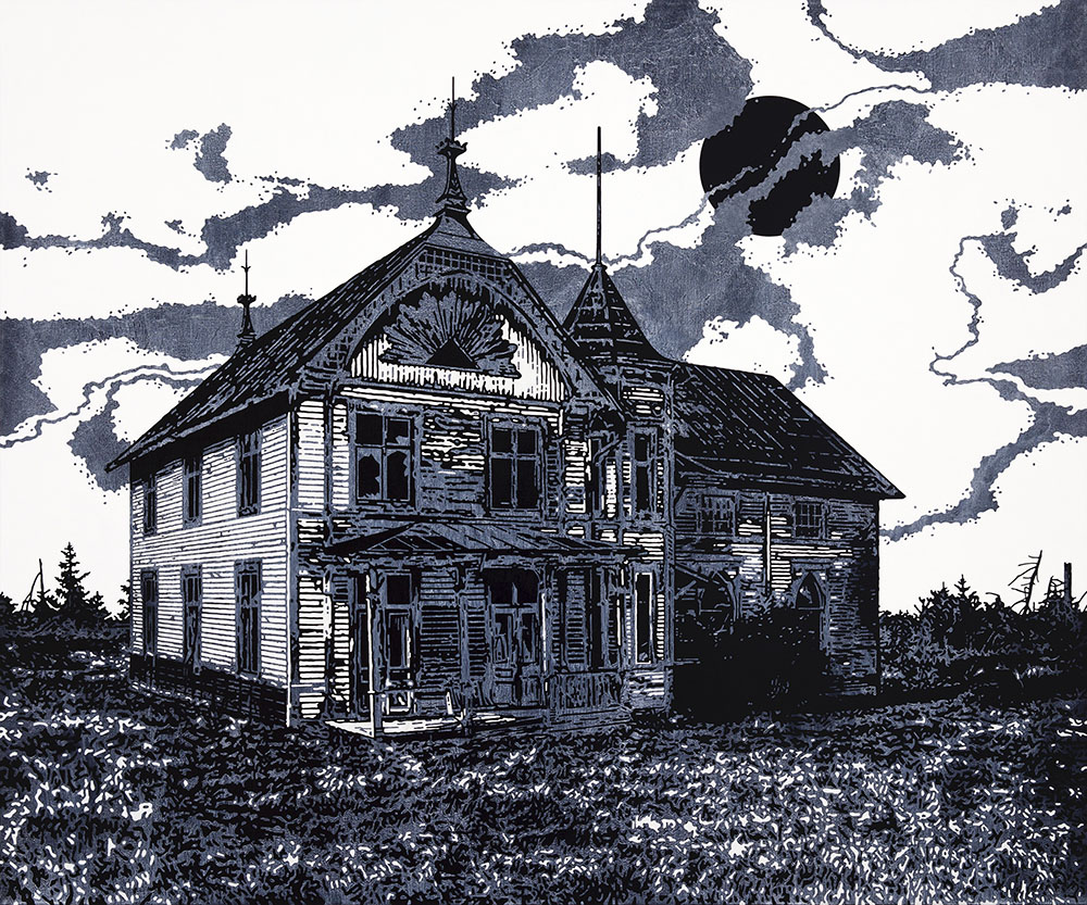 Henrik Samuelsson, Frozen Orbit 4:03 a.m., 2012-17, Mixed media on canvas, 180 x 216 cm, © Henrik Samuelsson, Courtesy the artist and : Galerie Laurent Godin
