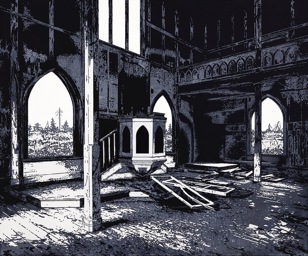 Henrik Samuelsson, Frozen Orbit 4:04 a.m., 2012-17, Mixed media on canvas, 180 x 216 cm, © Henrik Samuelsson, Courtesy the artist and : Galerie Laurent Godin