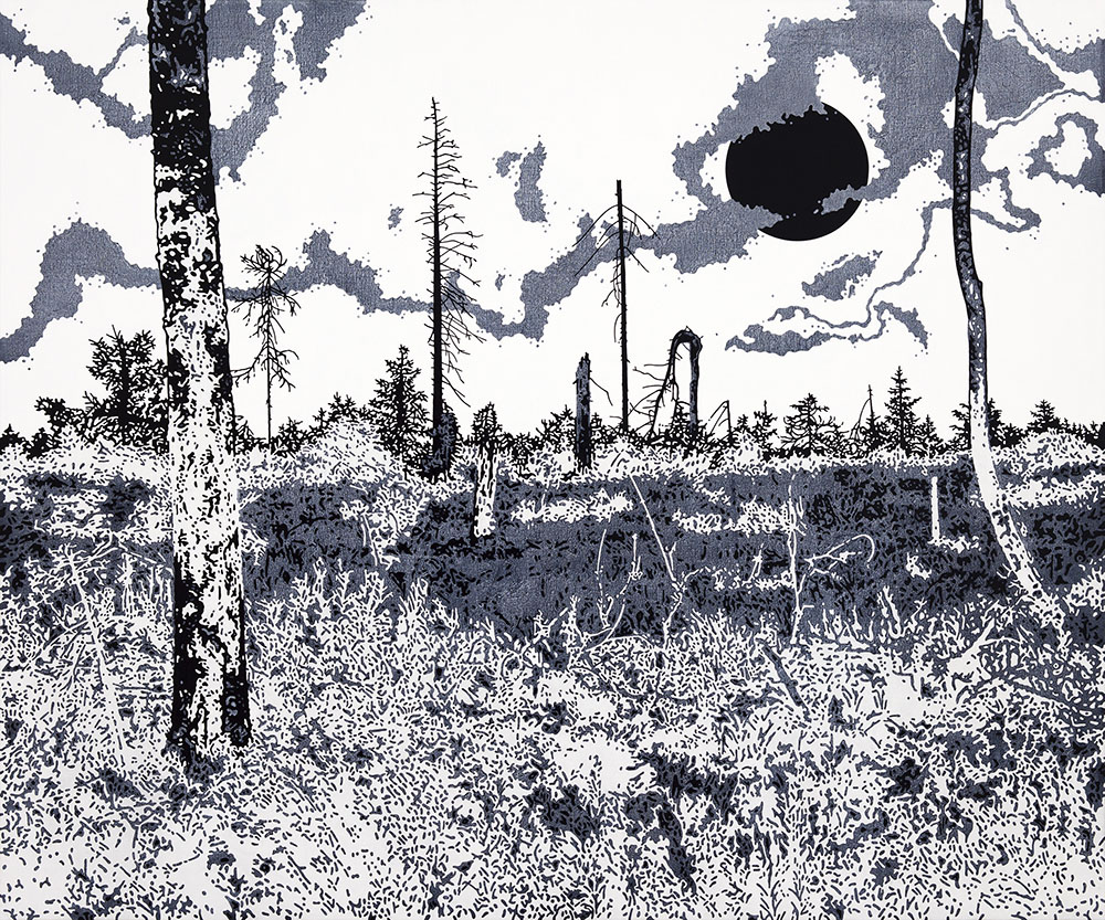 Henrik Samuelsson, Frozen Orbit 4:05 a.m., 2012-17, Mixed media on canvas, 180 x 216 cm, © Henrik Samuelsson, Courtesy the artist and Galerie Laurent Godin