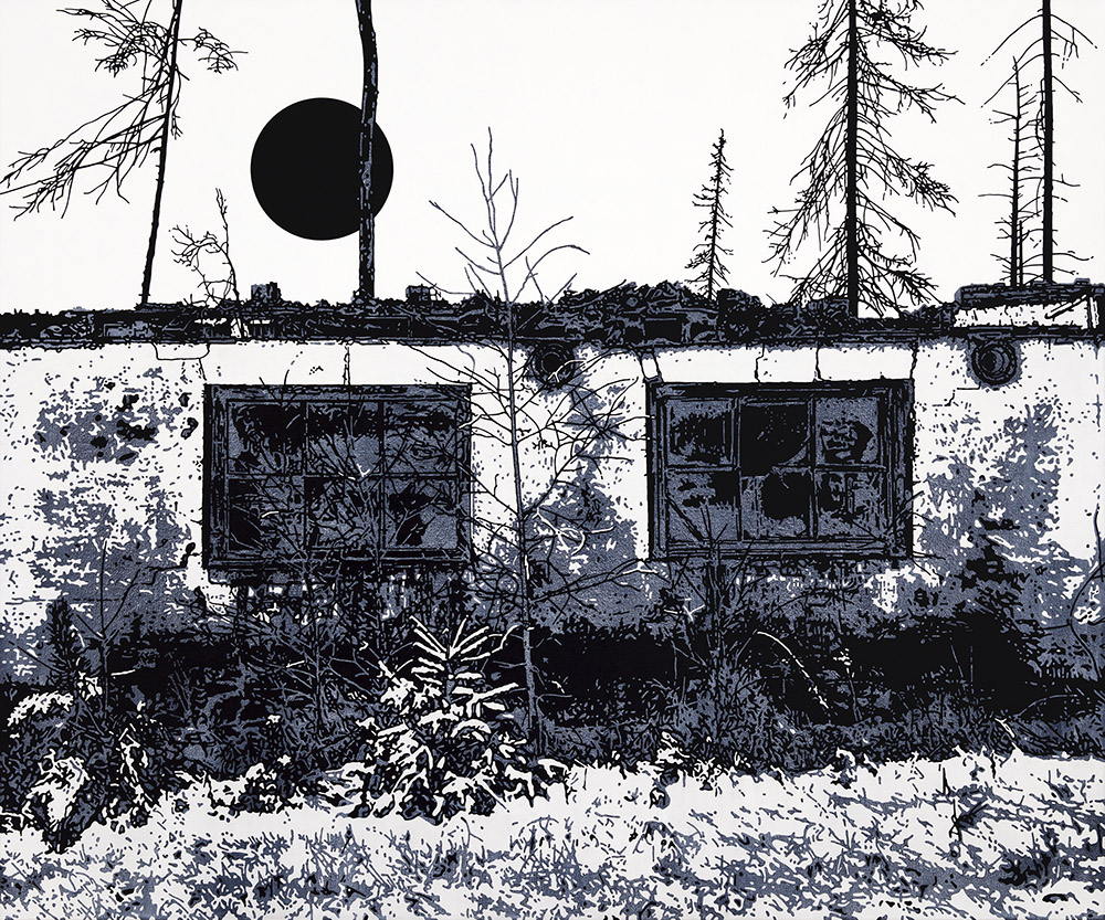 Henrik Samuelsson, Frozen Orbit 4:06 a.m., 2012-17, Mixed media on canvas, 180 x 216 cm, © Henrik Samuelsson, Courtesy the artist and Galerie Laurent Godin
