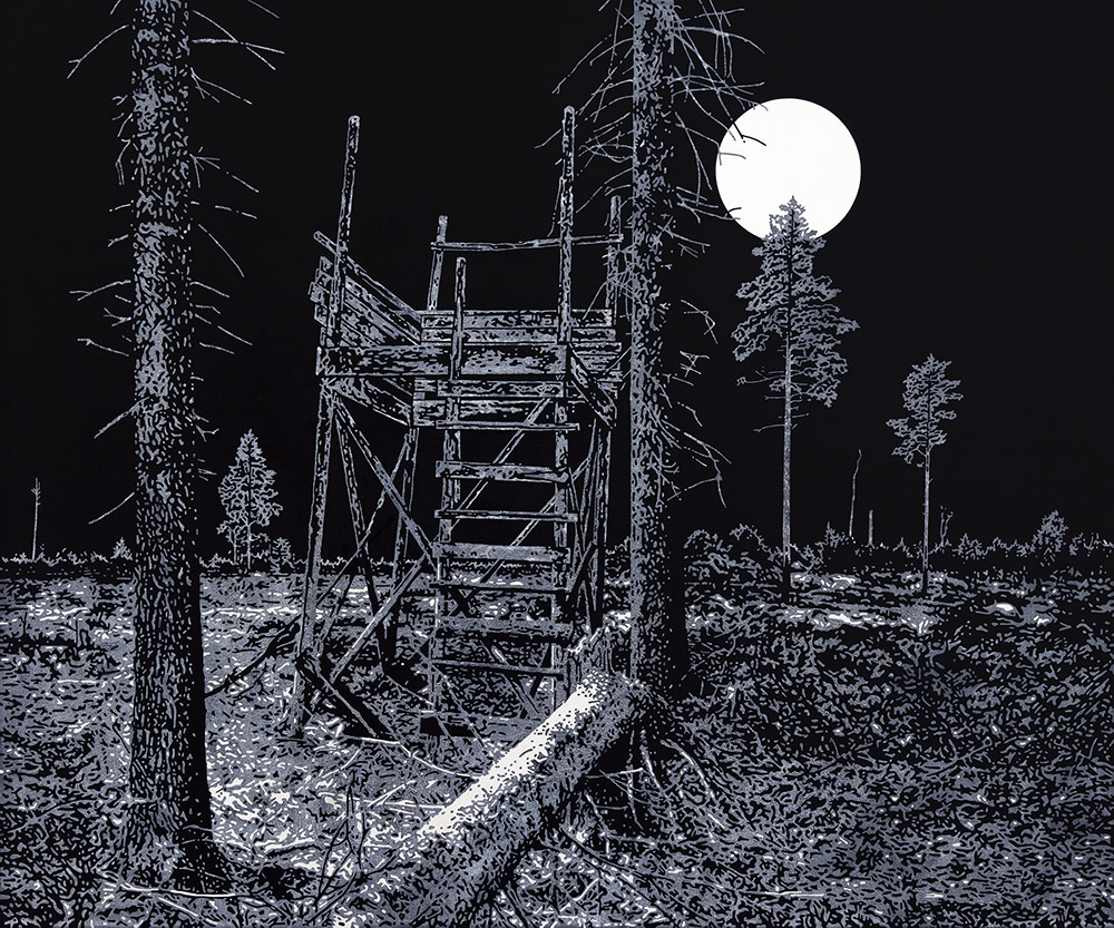 Henrik Samuelsson, Frozen Orbit 4:11 a.m., 2012-17, Mixed media on canvas, 180 x 216 cm, © Henrik Samuelsson, Courtesy the artist and Galerie Laurent Godin