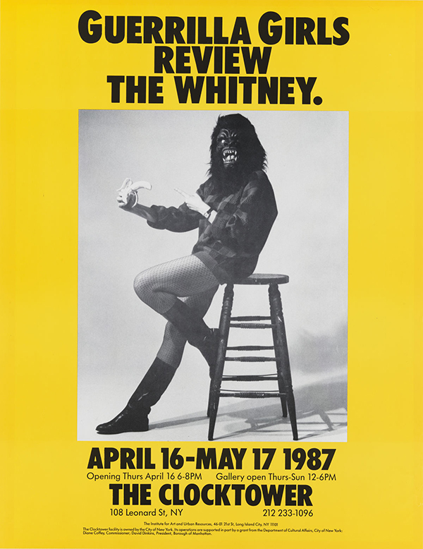 Guerrilla Girls (active 1985–), Guerrilla Girls Review the Whitney, 1987, Offset lithograph, 55.9 × 43.2 cm, Whitney Museum of American Art, New York; purchase 2000.91, © Guerrilla Girls