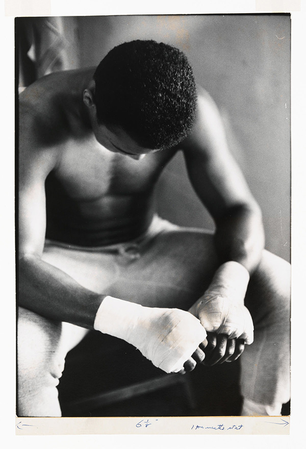Gordon Parks, Muhammad Ali, 1966, Gelatin silver print, 33.8 × 23.5 cm, Whitney Museum of American Art, New York; purchase with funds from Joanne Leonhardt Cassullo, The Dorothea L. Leonhardt Fund at The Communities Foundation of Texas, Inc., and Michèle Gerber Klein 98.59, Courtesy of and © The Gordon Parks Foundation