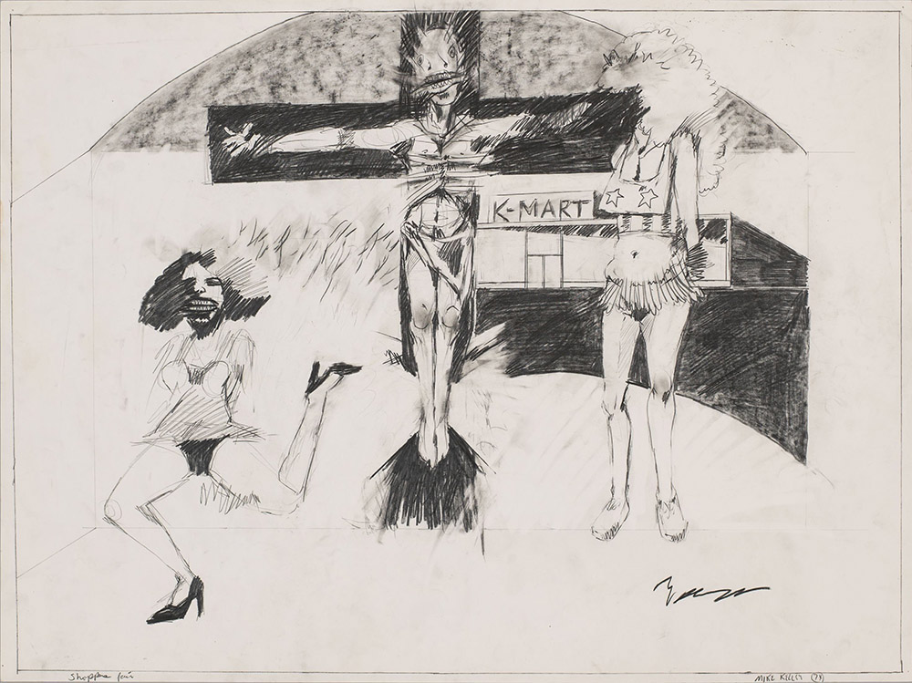 Mike Kelley, Shoppers Fair (Student Drawing), 1974, Pencil on paper, 45.7 x 61 cm, Photo: Fredrik Nilsen, © Mike Kelley Foundation for the Arts. All Rights Reserved/VAGA at ARS-NY, Courtesy the Foundation and Hauser & Wirth