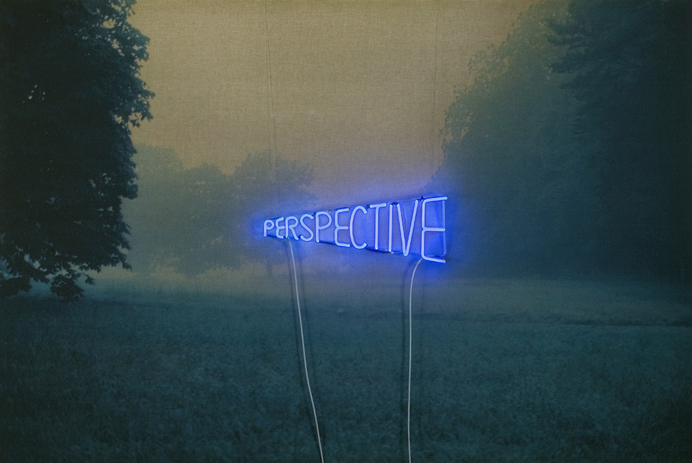 Piotr Kowalski, Perspective Dhuizon, 1970/1997, Photography on canvas with blue neon, 130 x 195 cm, Purchased in the framework of the program NEON FUND FOR EMST, 2016, National Museum of Contemporary Art Athens (EMST) , Inv. No. 1086/17