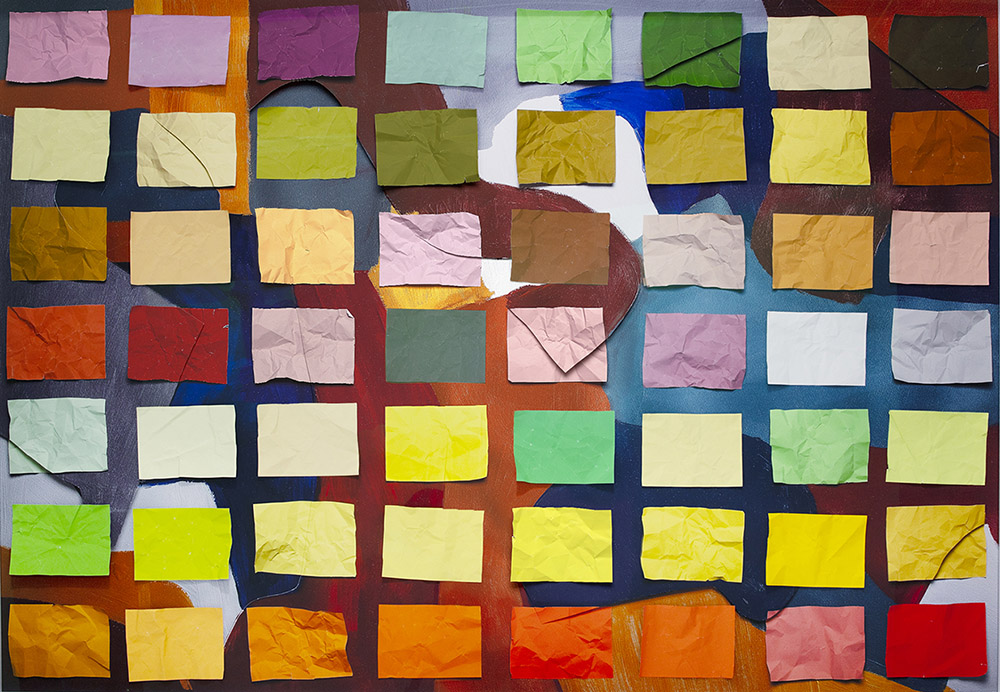 Vik Muniz, Messed up Colored Chart, 2018, Handmade series, Mixed media, 114 x 156 cm (framed), Unique, Courtesy of the artist and Galerie Xippas