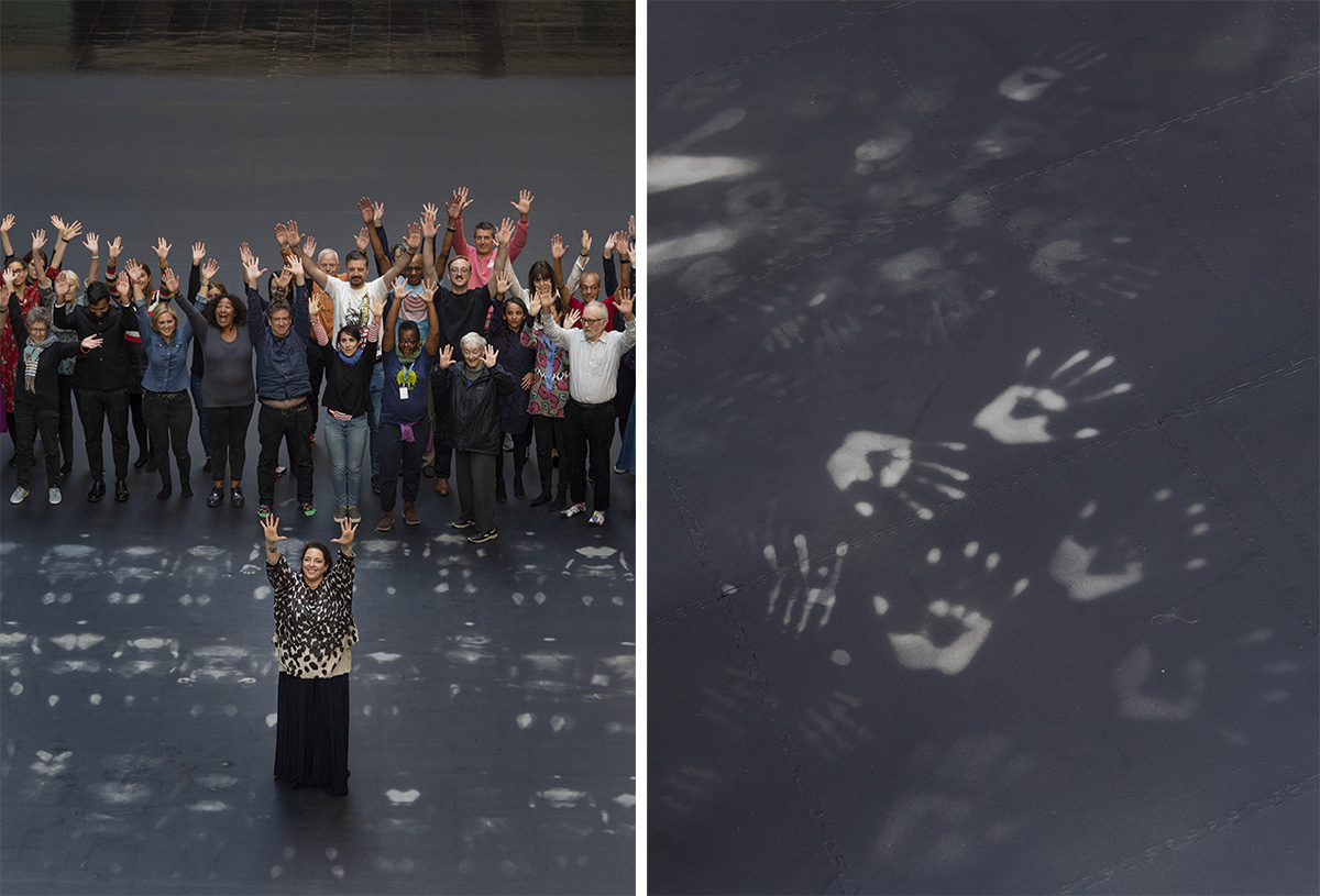 Left & Right: Tania Bruguera, Hyundai Comission, Turbine Hall, Tate Modern, 2018, Photo: Andrew Dunkley, © & Courtesy Tate, 2018