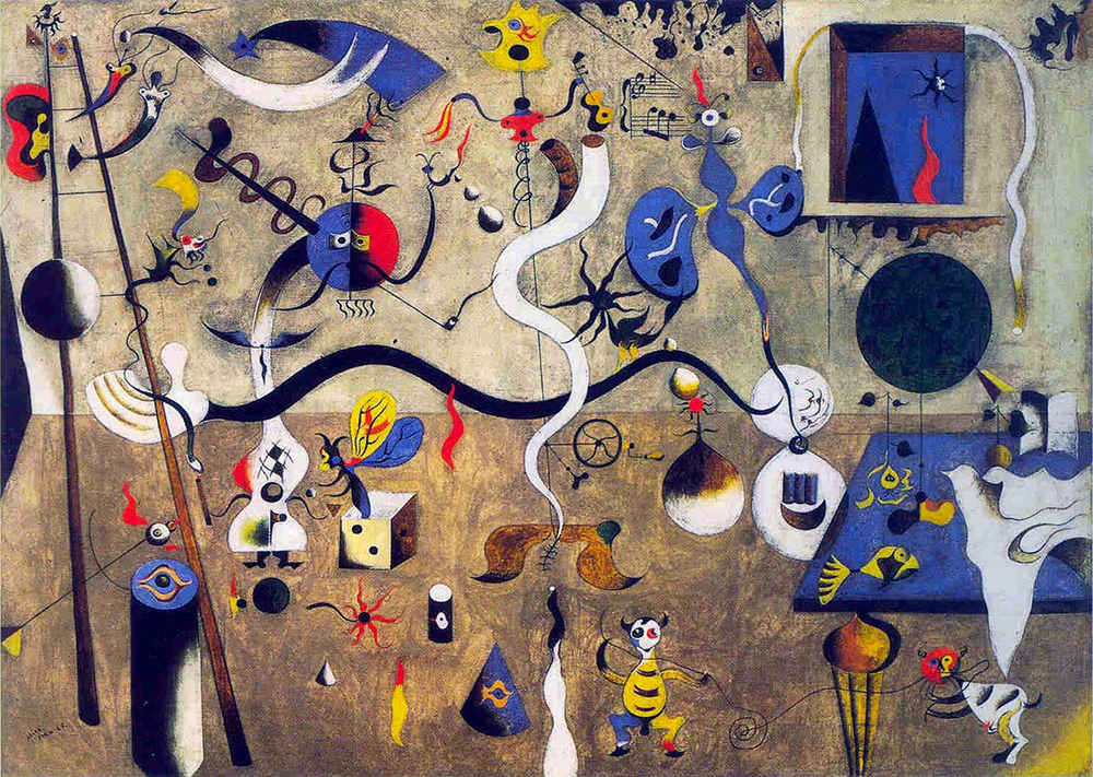 Joan Miró, Le Carnaval d’Arlequin, 1924-1925, Oil on canvas, 66 x 93 cm, Collection Albright-Knox Art Gallery-Buffalo, Room of Contemporary Art Fund, 1940, © Successió Miró / Adagp-Paris 2018, Photo: Albrigth-Knox Art Gallery, Buffalo / Brenda Bieger and Tom Loonan