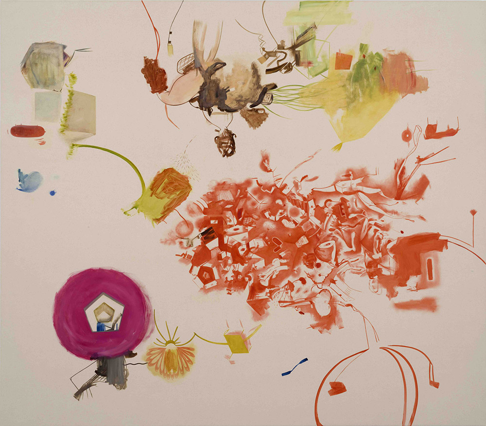 Sue Williams, All Quiet, 2018, Oil on canvas, signed, titled and dated (on the reverse), 177.8 x 203.2 cm, © Sue Williams, 303 Gallery-New York