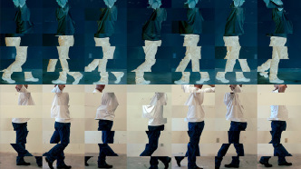 Bruce Nauman. Contrapposto Studies, I through VII. 2015/16. Seven-channel video (color, sound, continuous duration), dimensions variable. The Museum of Modern Art, New York. Jointly owned by The Museum of Modern Art-New York, acquired in part through the generosity of Agnes Gund and Jo Carole and Ronald S. Lauder; and Emanuel Hoffmann Foundation, on permanent loan to Öffentliche Kunstsammlung Basel. © 2018 Bruce Nauman/Artists Rights Society (ARS)-New York. Photo courtesy the artist and Sperone Westwater, New York