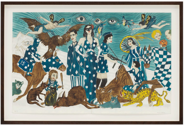 Marcel Dzama, The spirits of the air live off of the smell of revolution, 2018, Gouache and graphite on paper, 35.6 x 55.9 cm, Framed: 43.2 x 63.8 cm, © Marcel Dzama, Courtesy the artist and David Zwirner Gallery